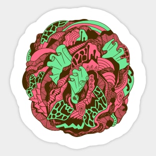 Pink Mint Abstract Wave of Thoughts No 1 Sticker